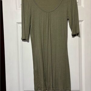 Express Green Pleated Sheath Dress 3/4 Sleeve